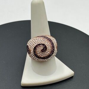 Joan Boyce (JB) Vintage Purple Pave Crystal Spiral Dome Ring Rose Gold Sz 10